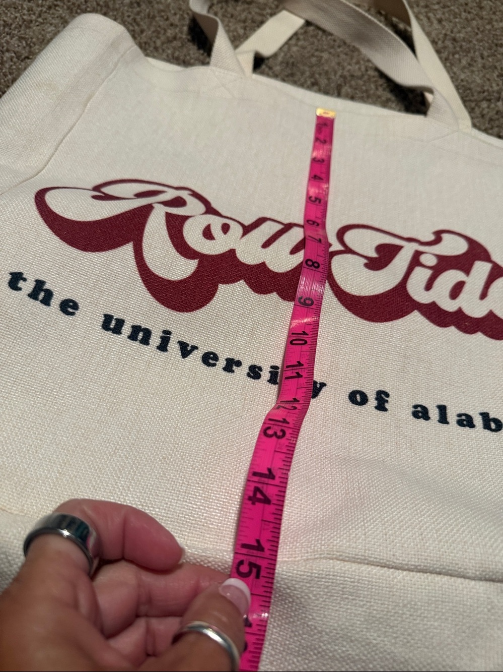 Like new University of Alabama Roll Tide canvas tote bag - Picture 3 of 10